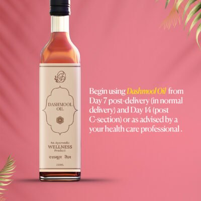 New mother gently massaging Dashmool Oil on skin for postpartum pain relief and relaxation – Matr-Care ritual